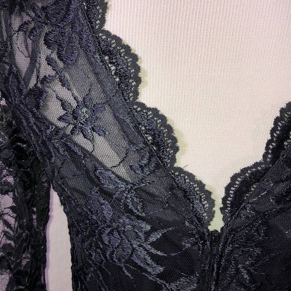 Vintage 1980's Black Balloon Lace Dress - Picture 4 of 12